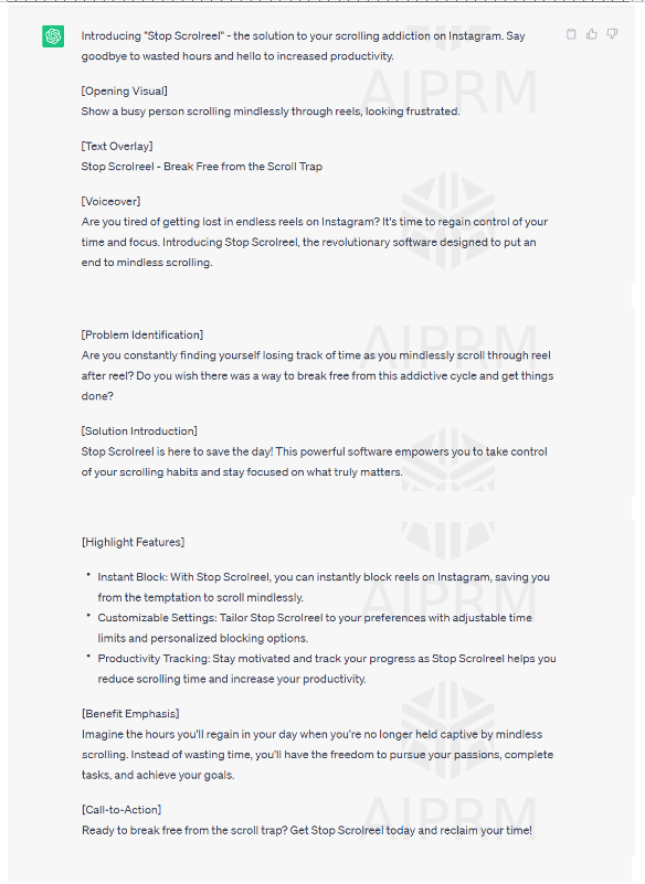 final facebook ad script return by ChatGPT